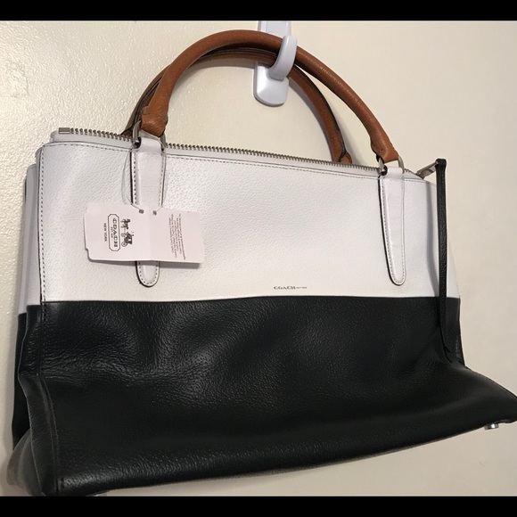 COACH BROUGH BAG, NAVY/WHITE - Picture 1 of 6